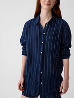 Pleated Satin Boyfriend Shirt