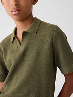 Kids Textured Polo Sweater