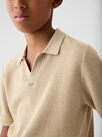 Kids Textured Polo Sweater