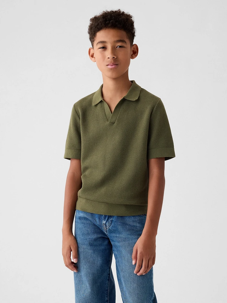 Kids Textured Polo Shirt Sweater