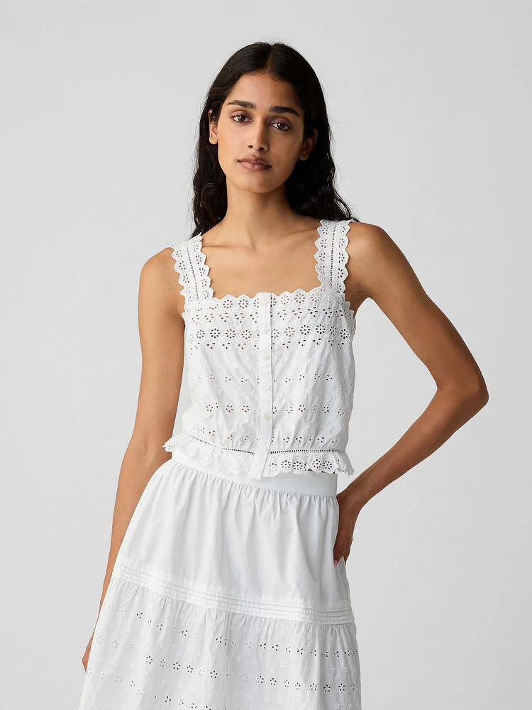 Gap DEN Cropped Eyelet Tank Top