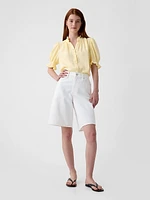 Crinkle Gauze Puff Sleeve Shirt