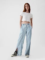 Wide-Leg Denim Pull-On Pants