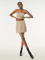 Linen-Cotton Wrap Mini Skirt