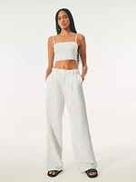 Linen-Cotton Cropped Tube Top