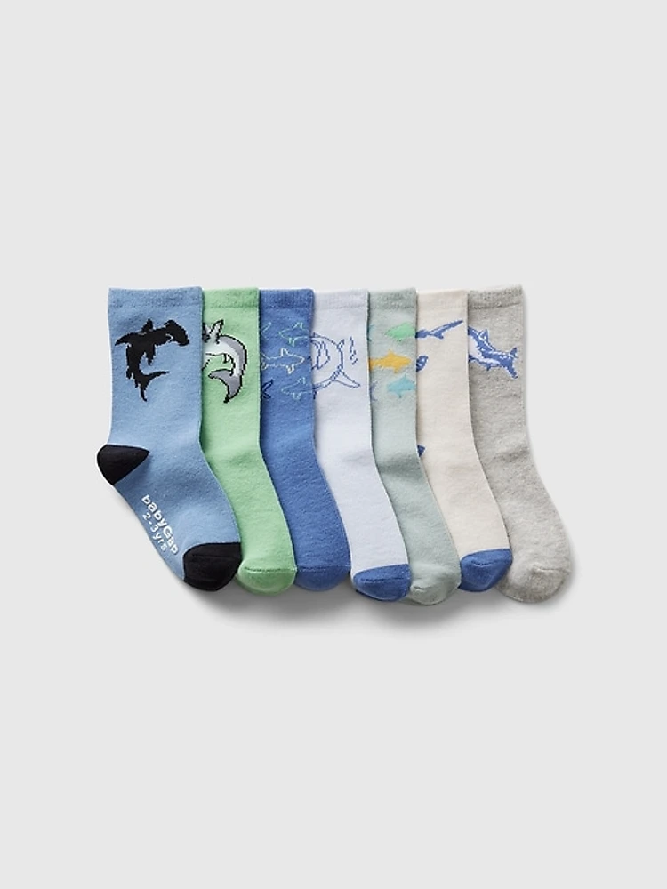 Toddler Printed Crew Socks (7-Pack)