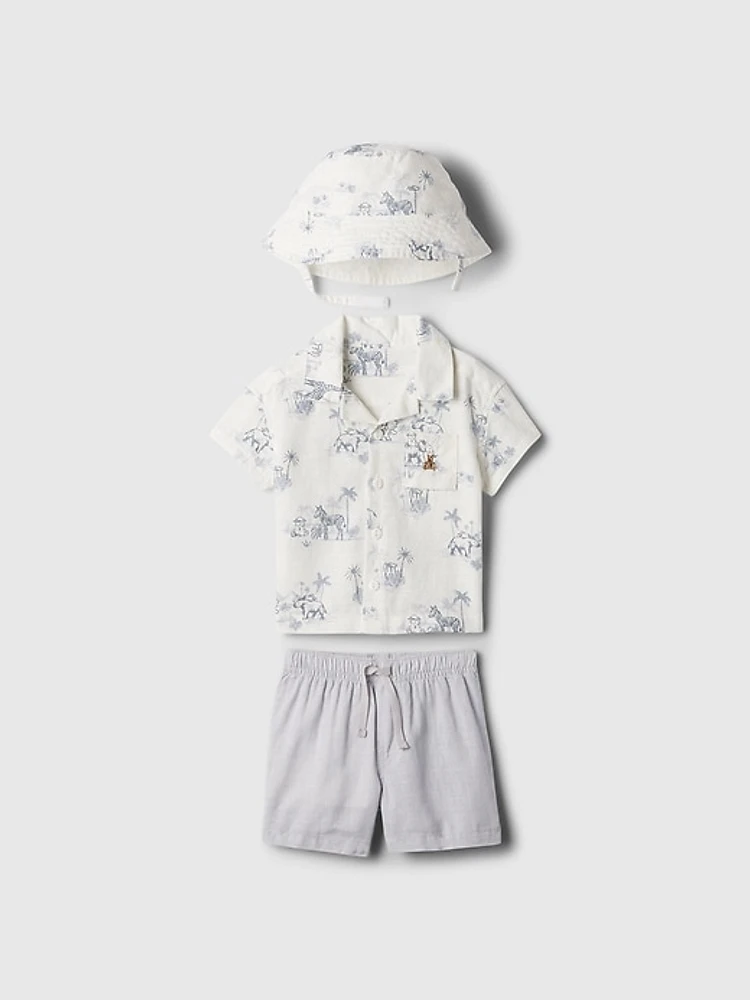 Baby Linen-Cotton Outfit Set