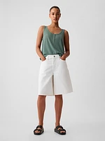 Linen-Blend Henley Tank Top