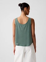 Linen-Blend Henley Tank Top