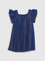 Baby Crinkle Gauze Metallic Stripe Dress