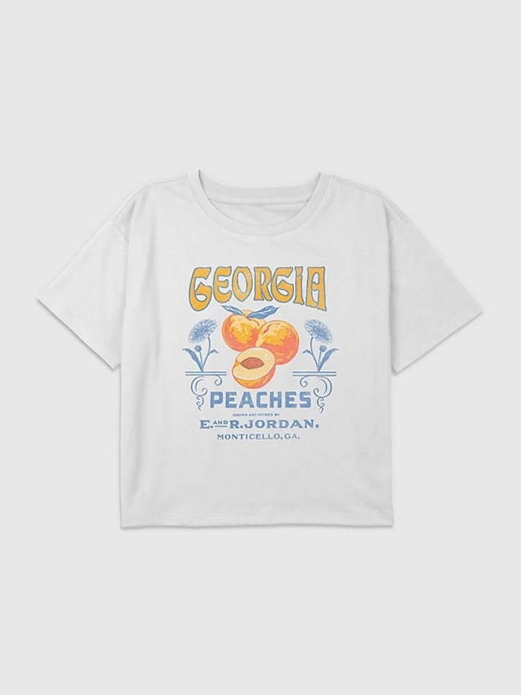 Kids Georgia Peaches Graphic Boxy Crop Tee