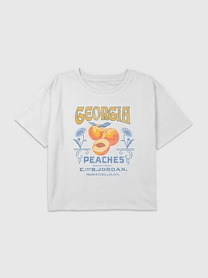 Kids Georgia Peaches Graphic Boxy Crop Tee