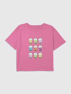 Kids Boba Tea Graphic Boxy Crop Tee