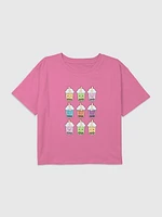 Kids Boba Tea Graphic Boxy Crop Tee