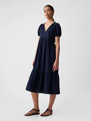 Crinkle Gauze Midi Dress