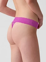 Organic Stretch Cotton Lace-Trim Thong