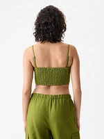 Linen-Cotton Cropped Tube Top