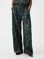 Crinkle Texture Satin Pants