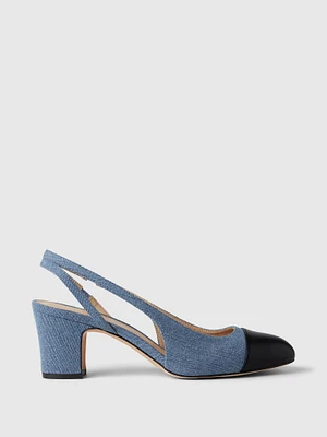 Denim Slingback Heels