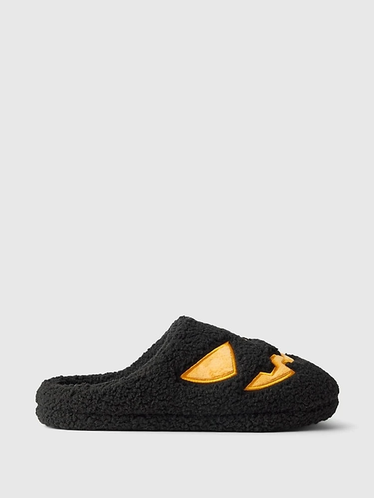 Kids Sherpa Halloween Slippers