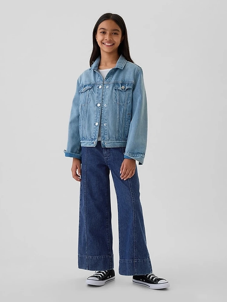 Kids High Rise Stride Wide-Leg Ankle Jeans