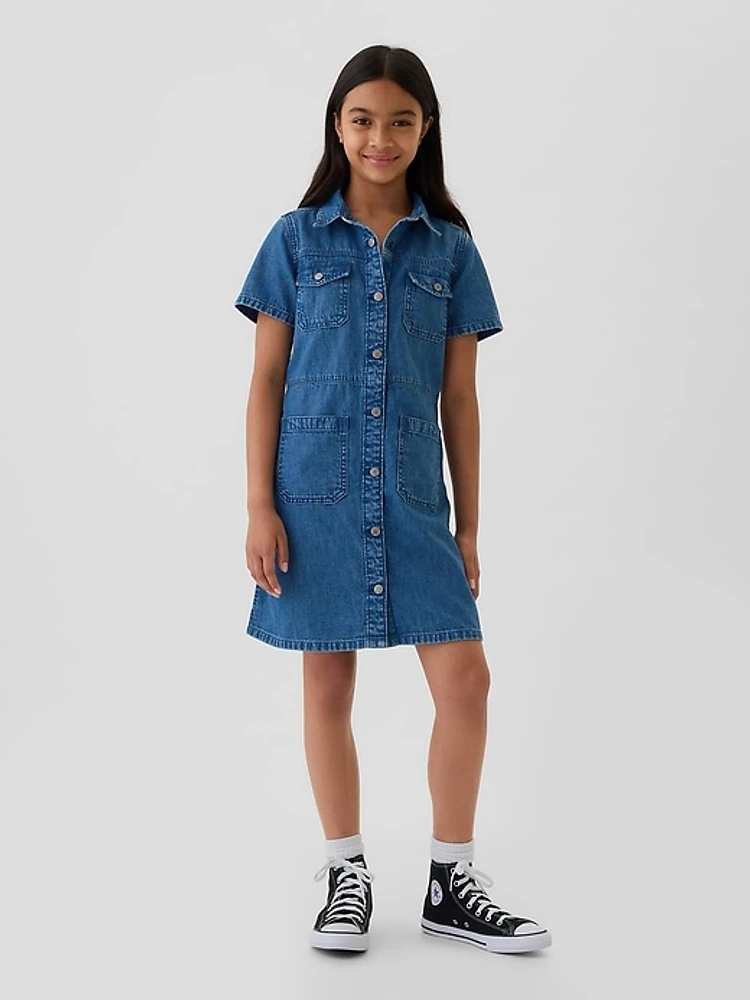 Kids Cargo Denim Shirtdress