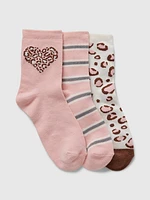 Kids Leopard Crew Socks (3-Pack)