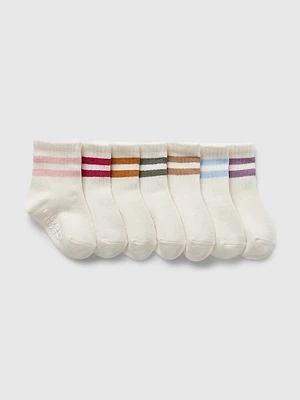 Baby & Toddler Varsity Stripe Quarter Crew Socks (7-Pack