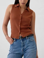 Modern Rib Cropped Polo Shirt