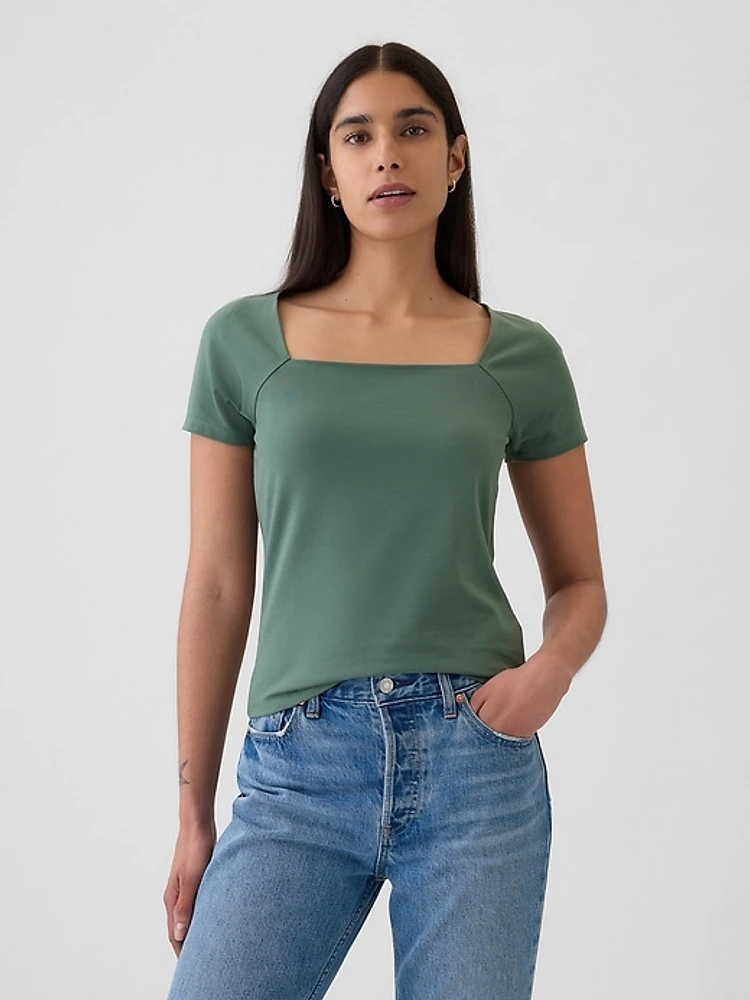 Compact Jersey Square-Neck Shirt