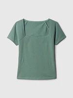 Compact Jersey Square-Neck Shirt