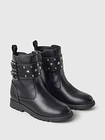 Kids Studded Vegan Leather Moto Boots