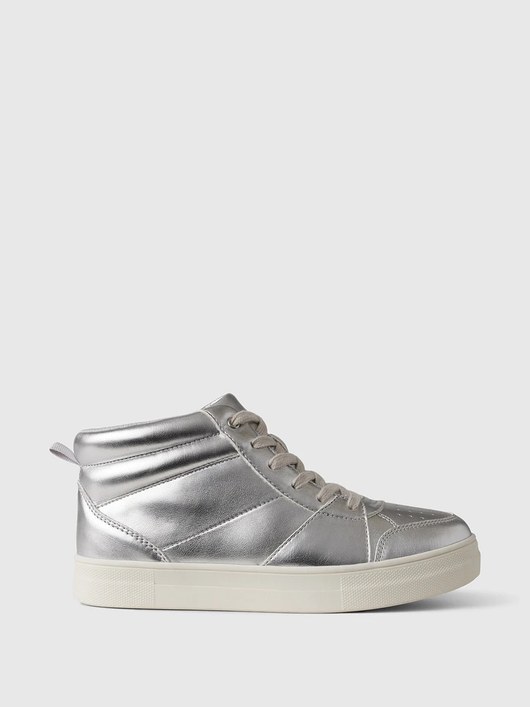 Kids High-Top Metallic Sneakers