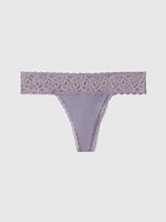 Organic Stretch Cotton Lace-Trim Thong