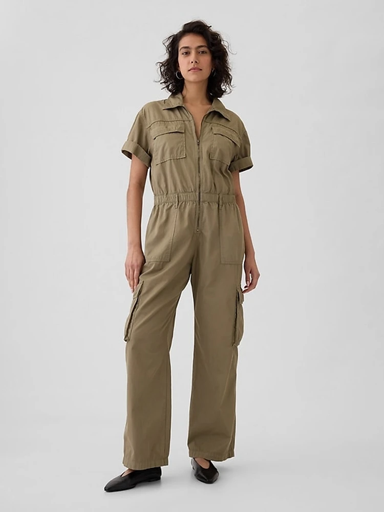 Khaki Utility Jumpsuit