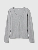 Pointelle Henley PJ Shirt