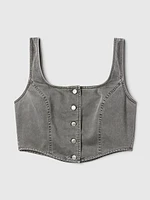 Structured Twill Cropped Corset Tank