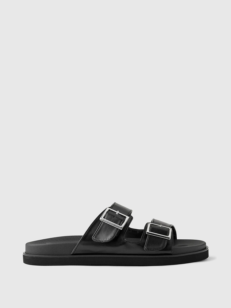 Vegan Leather Double-Strap Sandals