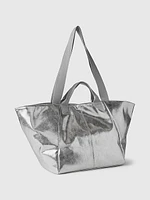 Metallic Vegan Leather Tote Bag