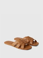 Vegan Leather Cross Strap Sandals