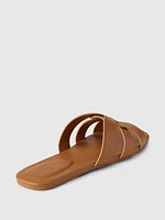 Vegan Leather Cross Strap Sandals