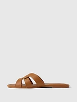 Vegan Leather Cross Strap Sandals