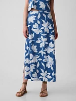 Linen-Blend Maxi Skirt