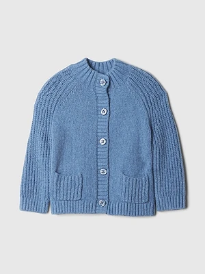 Baby CashSoft Shaker-Stitch Mockneck Cardigan