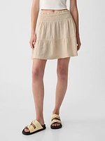 Crinkle Gauze Tiered Mini Skirt