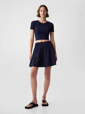 Crinkle Gauze Tiered Mini Skirt