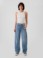 High Rise Crossover Barrel Jeans