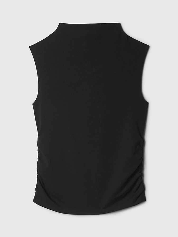 Modern Funnel-Neck Ruched Tank Top