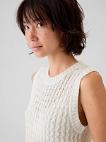 Linen-Cotton Textured Knit Tank Top