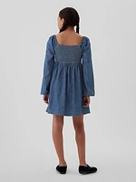 Kids Puff Sleeve Denim Dress